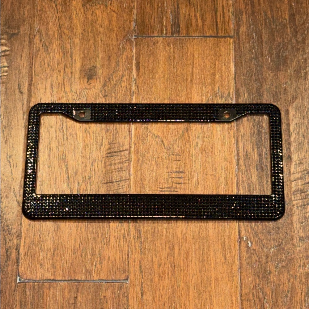 Black Rhinestone License Plate Frame - Picture 2 of 6
